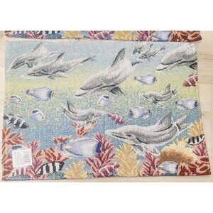 4 Nautical Dolphins Fish Ocean Sea Life Tapestry Placemats 13 x 19